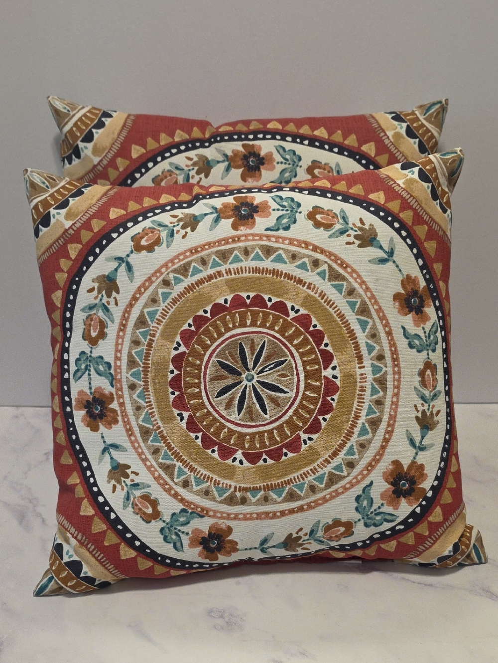 Hampton Bay Decorative Medallion Throw Pillow - Rust Accent Set Of 2